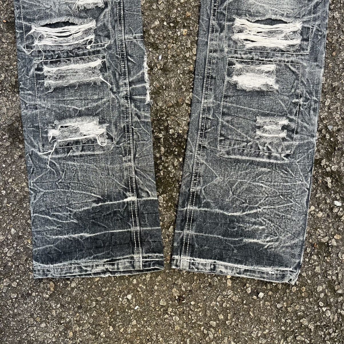Japanese Brand Low Box Distressed Boro Acid Wash Slim Straight Jeans Punk Size US 32 / EU 48 - 2 Thumbnail