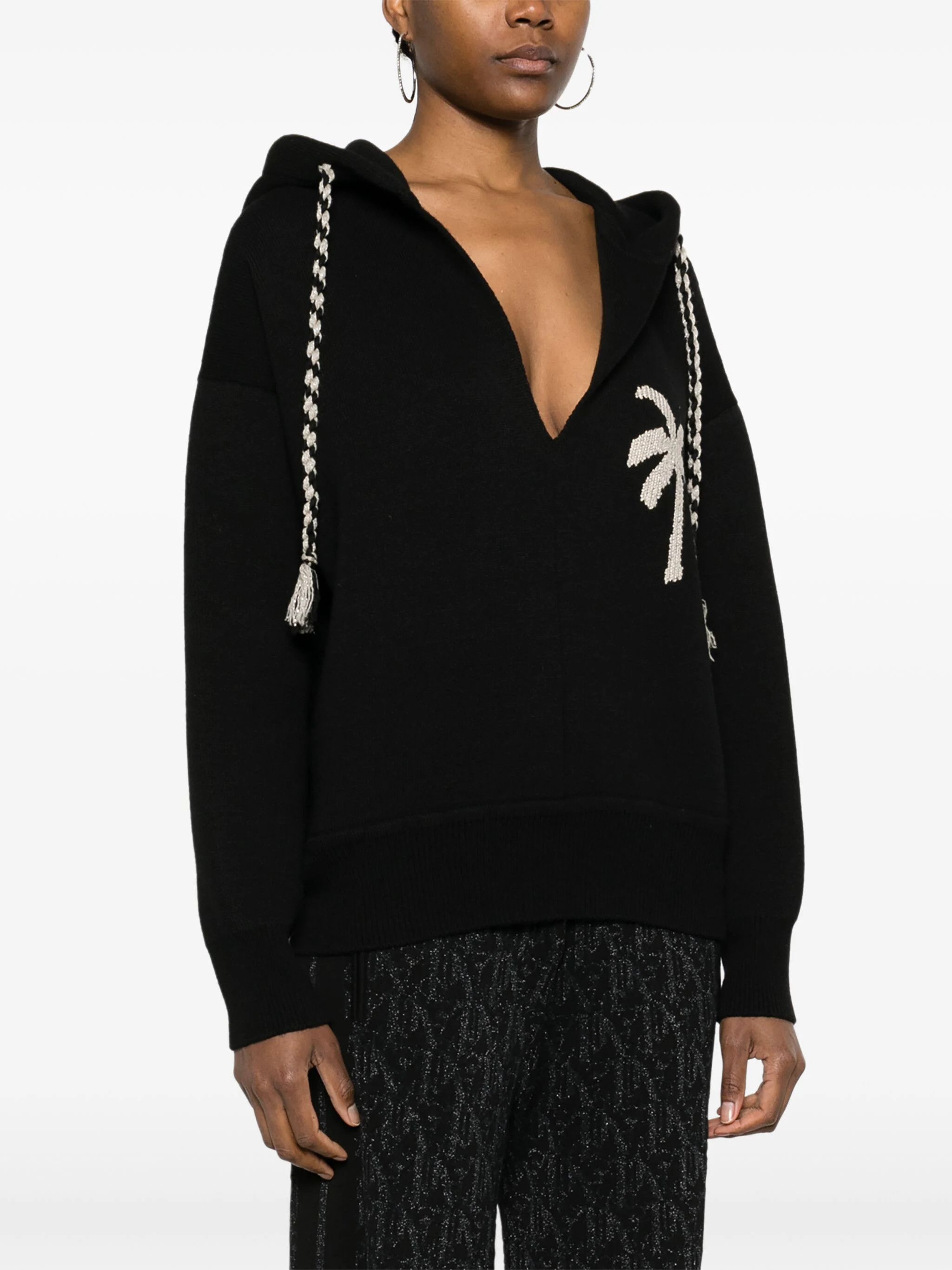 Palm Angels o1s22i1n0824 Palm Knitted Hoodie in Black Size XS / US 0-2 / IT 36-38 - 3 Thumbnail