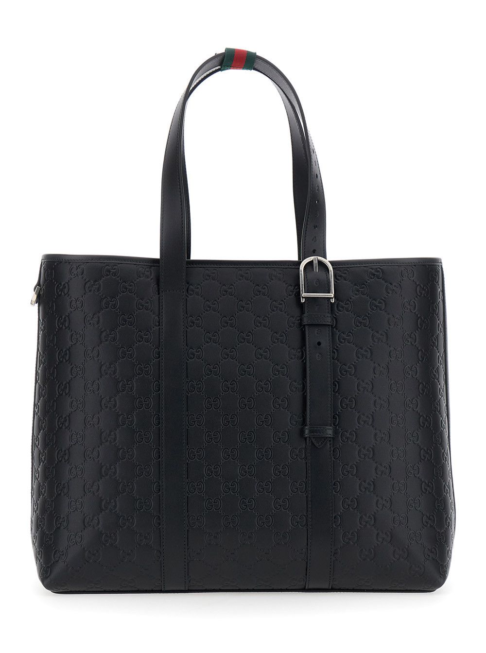 Gucci Black Emblem Tote Bag with GG Motif Printed All-Over in Leather for Men Size ONE SIZE - 1 Thumbnail