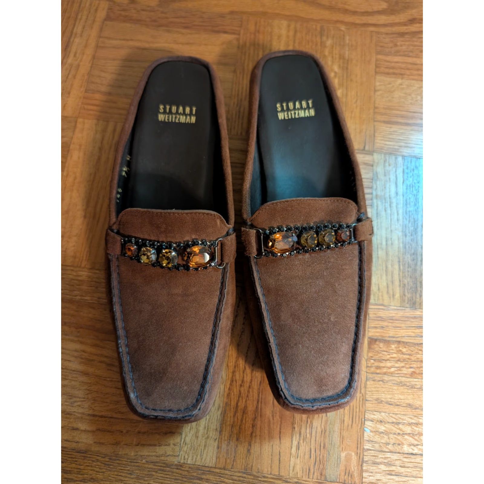 Stuart Weitzman Stuart Weitzman Suede Loafers Brown Preppy Block Heel Size 7.5 US 7.5 UK Womens Shoes Slim Slip On Perforated Square Toe Size US 8 / IT 38 - 2 Thumbnail