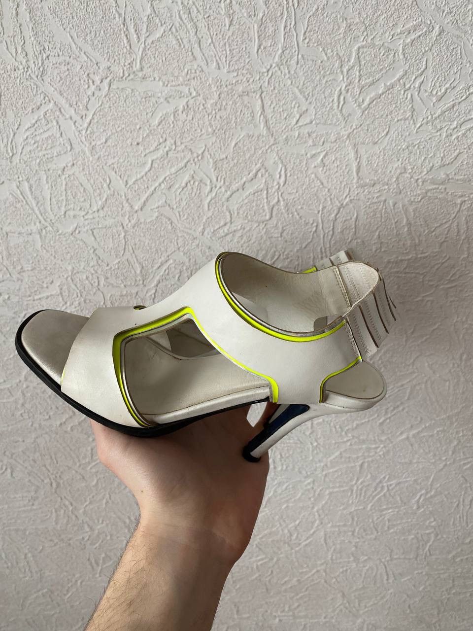 Jil Sander 00s Jil Sander White Tech Leather Heels Sandals Size US 5 / IT 35 - 5 Thumbnail