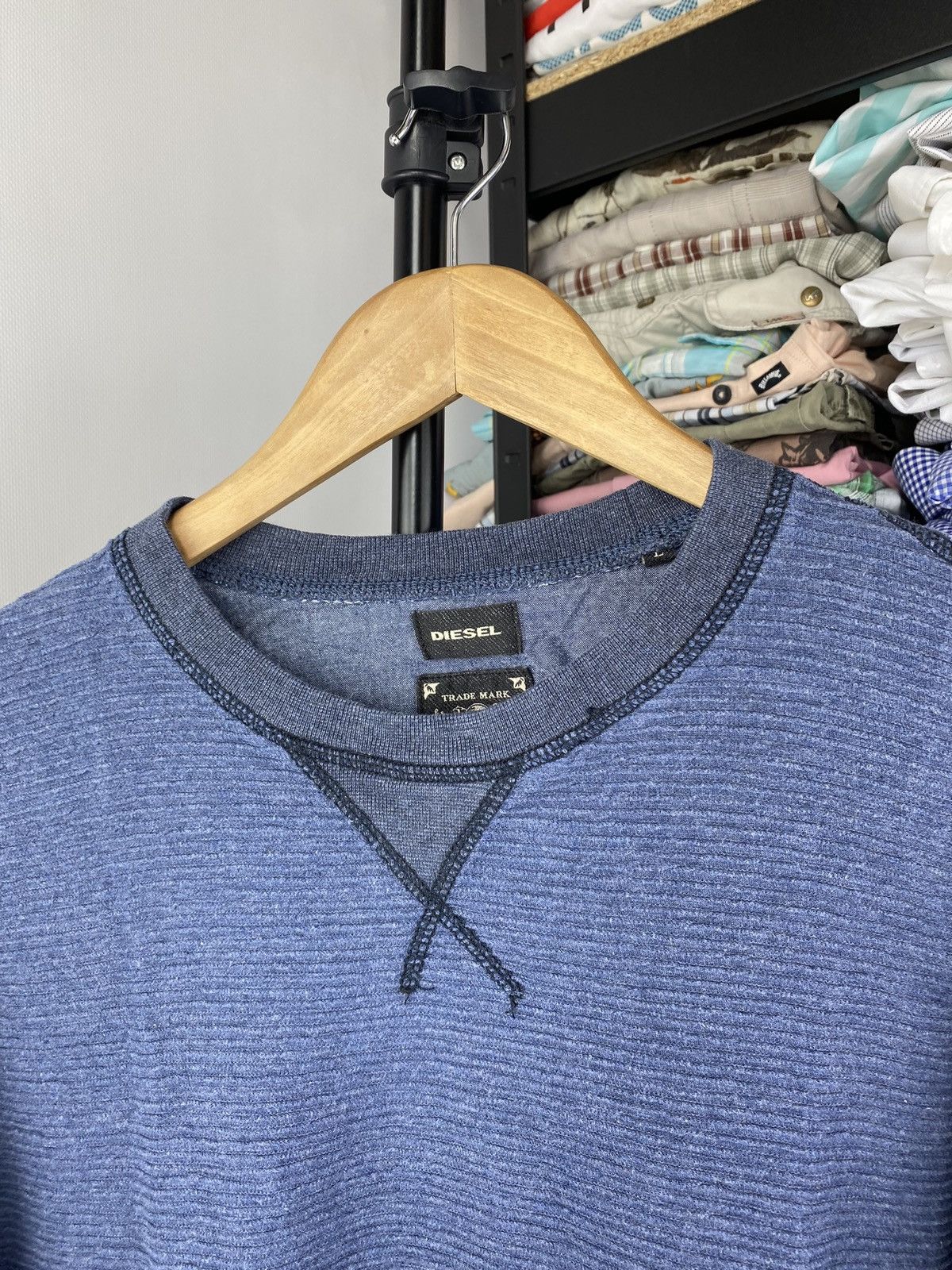 Diesel × Vintage Diesel Punk Gothic Opium Emo Avant Garde Men Blue Sweatshirt Size US L / EU 52-54 / 3 - 3 Thumbnail