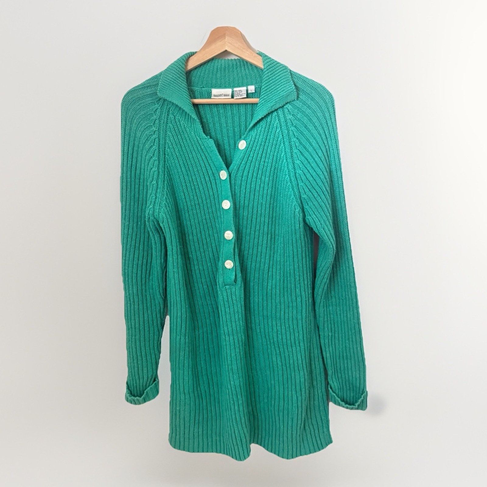 Other Newport News Long Sweater Kelly Green Ramie Coastal Tunic Size L / US 10 / IT 46 - 1 Thumbnail