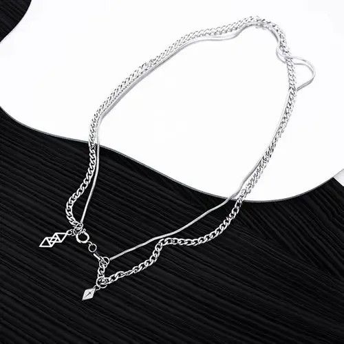 Jewelry Cross Chrome Chain Silver Goth God Vibe Necklace Size ONE SIZE - 1 Thumbnail