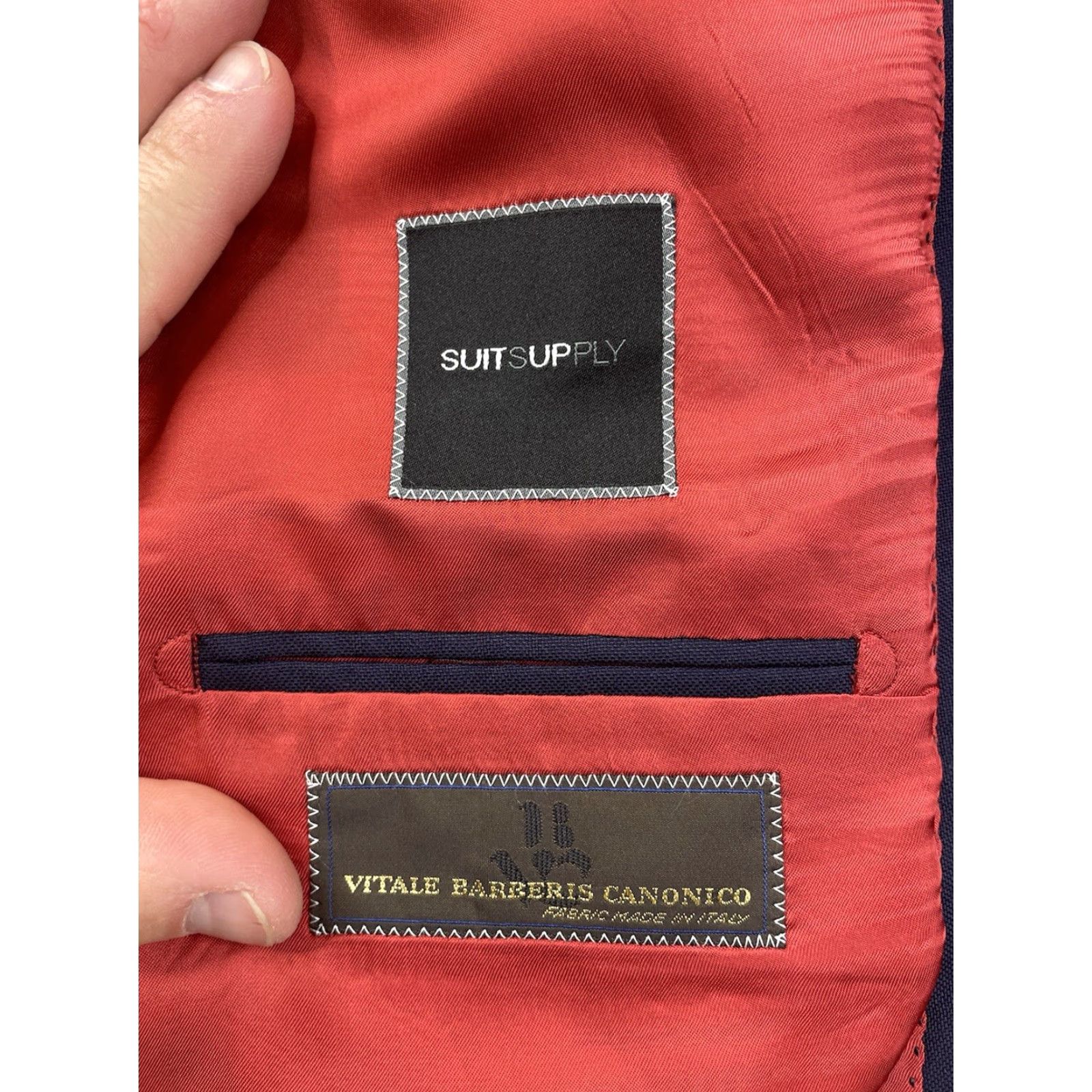 Suitsupply Suitsupply Blazer Suit Jacket Mens 40L Wool Navy Blue Vitale Sienna Double-Vented Regular Fit Four-Button Two-Button Front Size 40R - 3 Thumbnail
