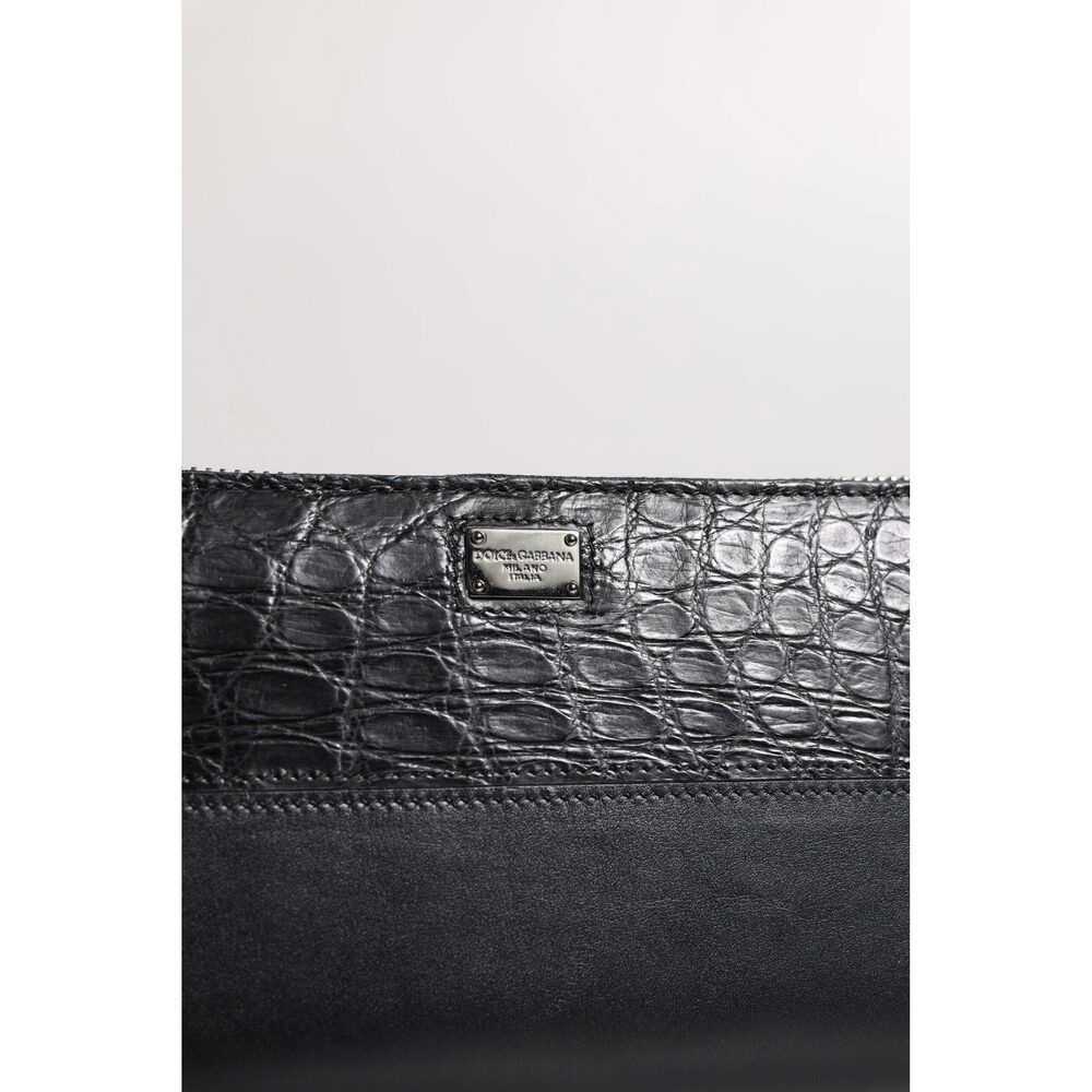 Dolce & Gabbana Dolce & Gabbana Black Leather Logo Plaque Zip Around Contine Size ONE SIZE - 3 Thumbnail