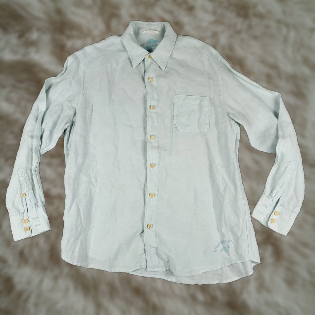 Tommy Bahama VINTAGE Tommy Bahama Men's Shirt Large Blue Linen Button Up Long Sleeve Casual Apparel Size US L / EU 52-54 / 3 - 1 Thumbnail