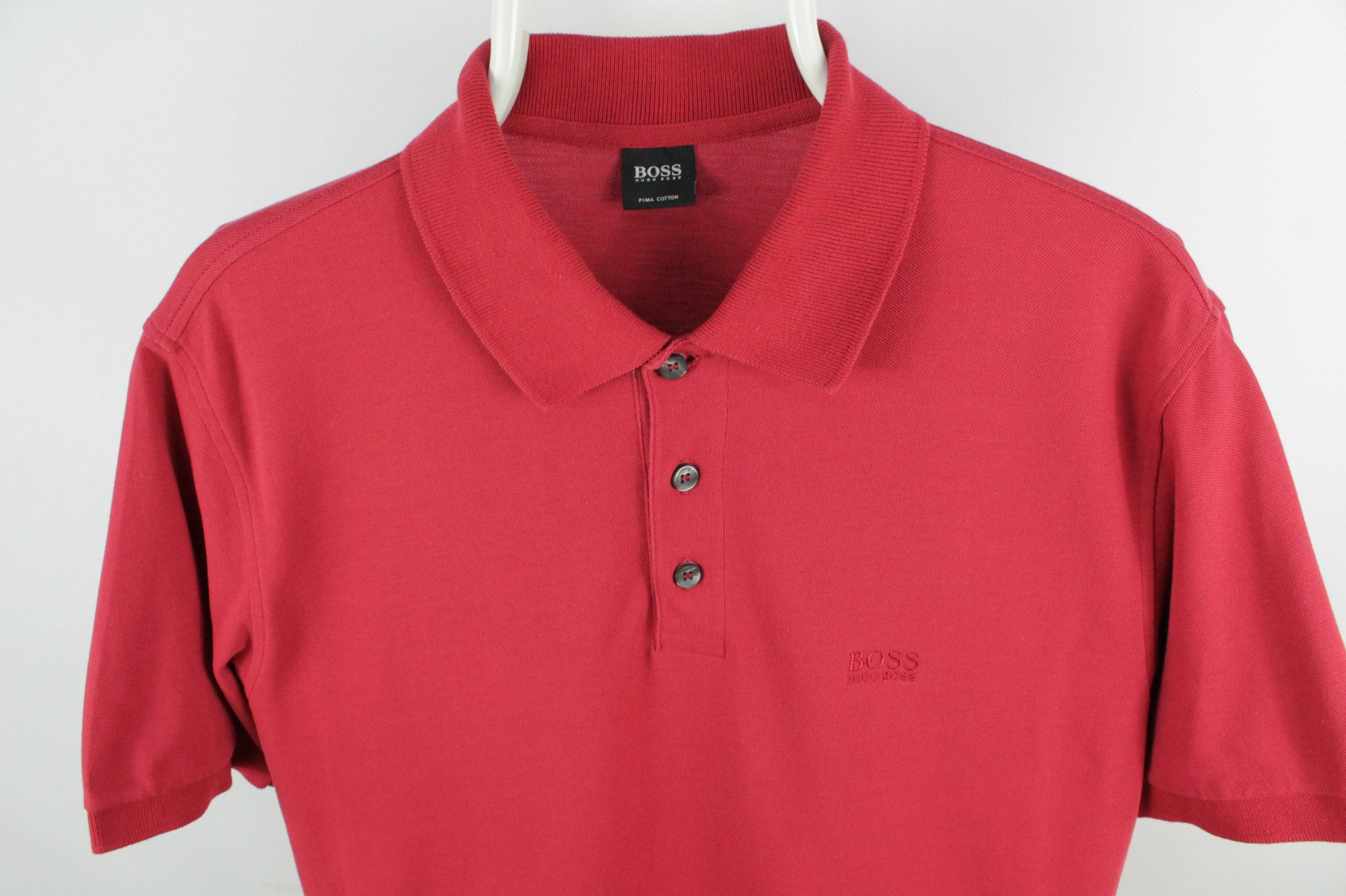 Hugo Boss × Vintage Hugo Boss Ferrara Regular Fit Pima Cotton Red Polo Shirt Size US M / EU 48-50 / 2 - 2 Thumbnail