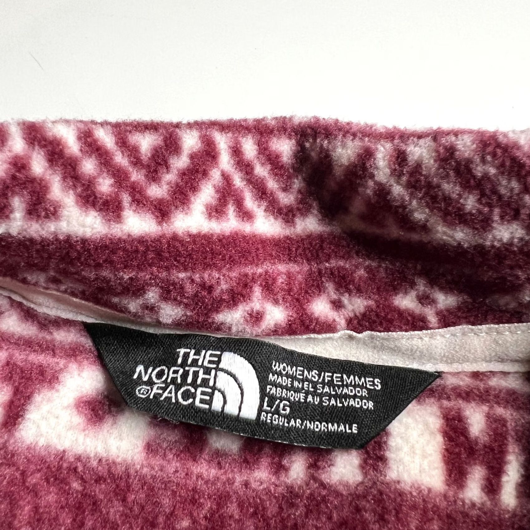 The North Face The North Face Womens Fleece Pullover Jacket Burgundy White Pattern L Regular Womens Jacket Size L / US 10 / IT 46 - 6 Thumbnail