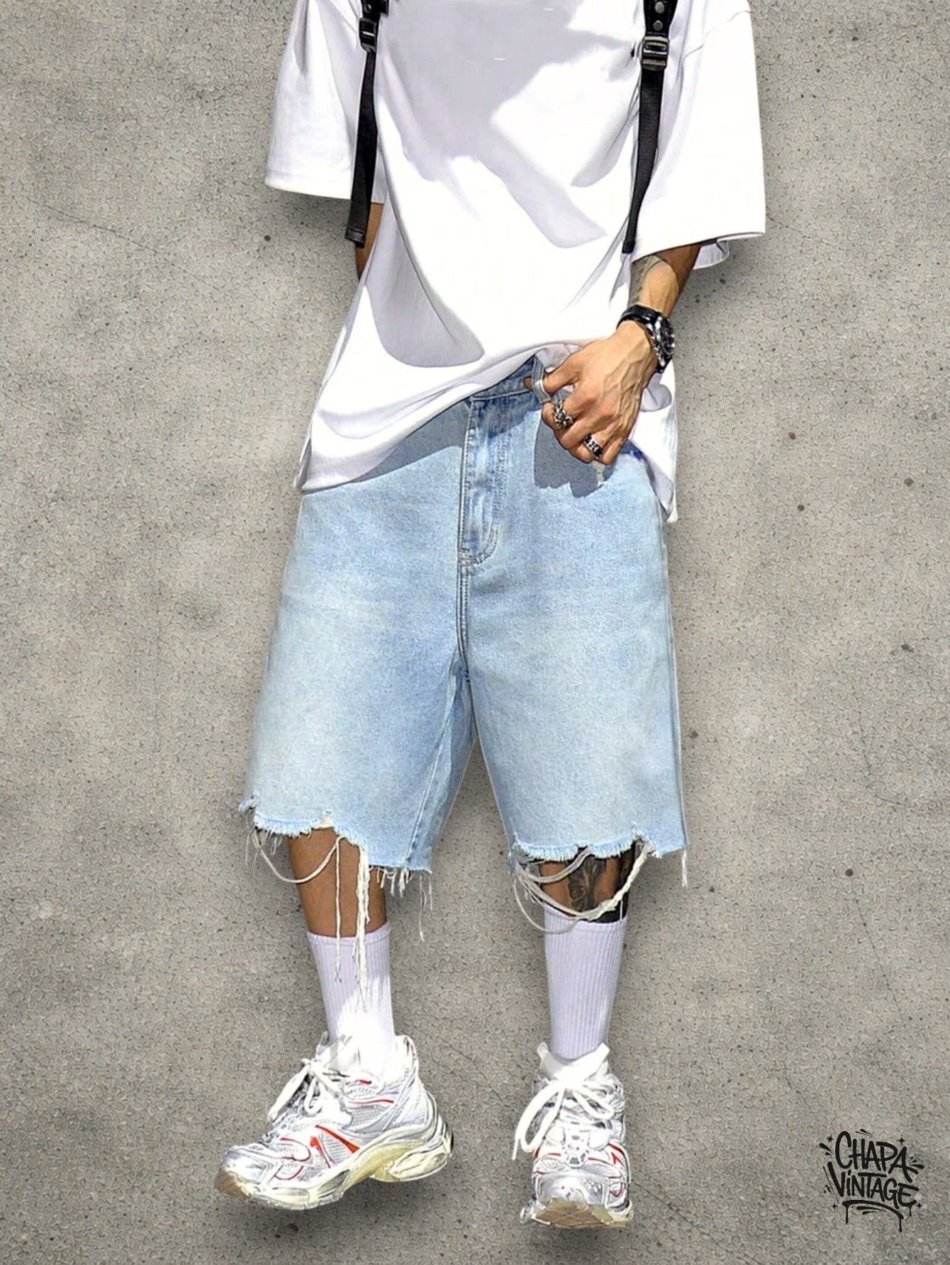 Vintage Washed ripped shorts Size US 32 / EU 48 - 1 Thumbnail