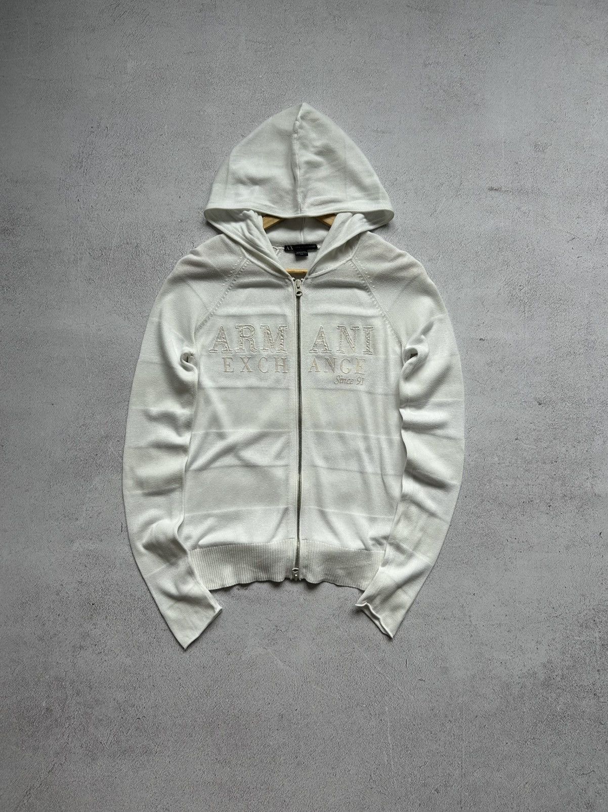 Armani × Vintage Armani Exchange women's Avant-garde zip hooded sweater Size M / US 6-8 / IT 42-44 - 1 Thumbnail