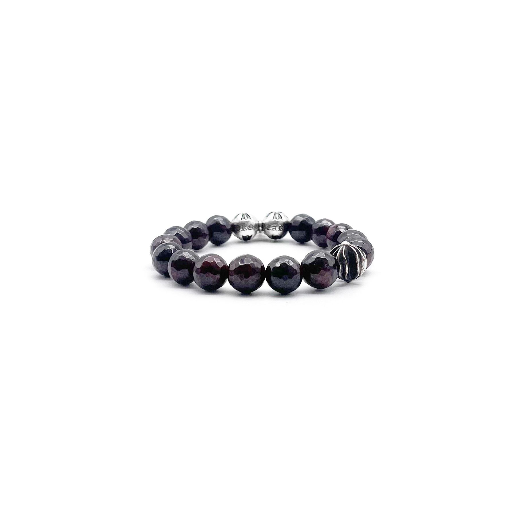 Chrome Hearts Chrome Hearts 10mm Garnet Silver Cross Beaded Bracelet Size ONE SIZE - 2 Thumbnail