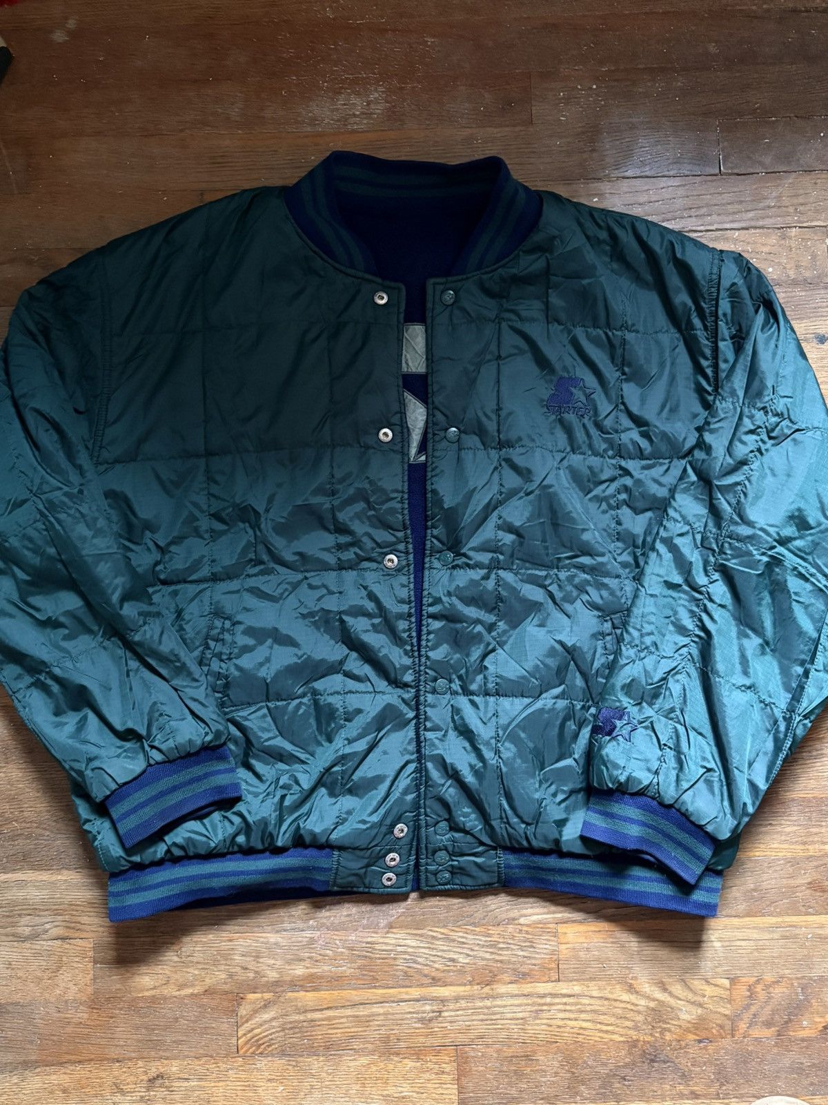 Starter × Vintage STARTER Reversible Fleece Varsity Jacket Size US XL / EU 56 / 4 - 6 Thumbnail
