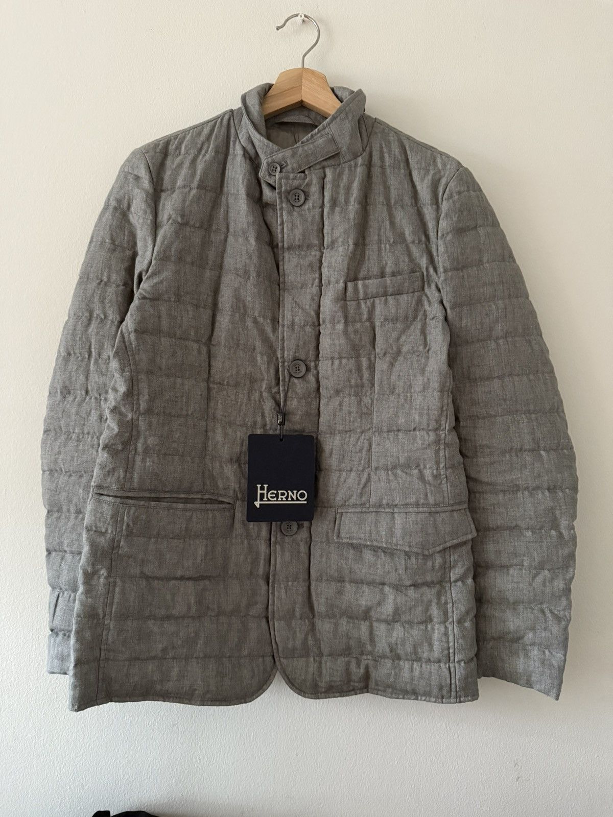 Herno Herno Down Jacket Grey Quilted Wool 2 giacco linen shell men Size US S / EU 44-46 / 1 - 1 Thumbnail