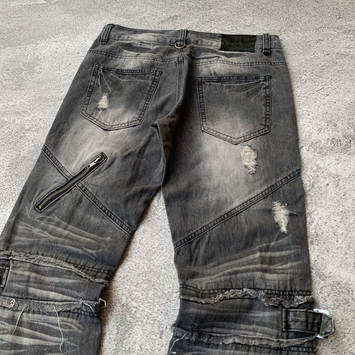 If Six Was Nine Black Baccara Multizipper Distressed bondage Flare Jeans Size US 30 / EU 46 - 9 Thumbnail