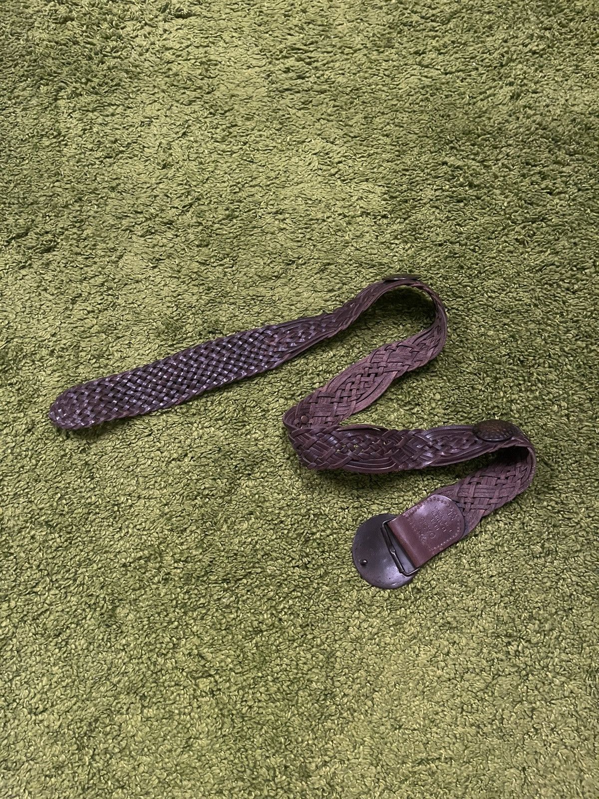 Cowboy Equipment × Genuine Leather × Vintage Western cowboy style real leather braided pleated belt Size 34 - 2 Thumbnail