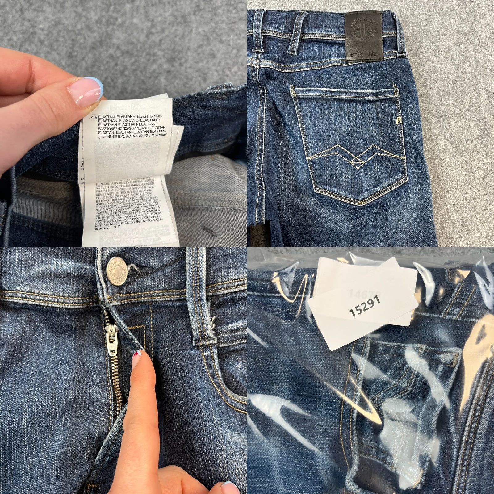 Replay Replay Jeans Slim Tapered 30 34 Dark Wash Blue Whiskers Stretch Anbass Men Size US 30 / EU 46 - 9 Thumbnail