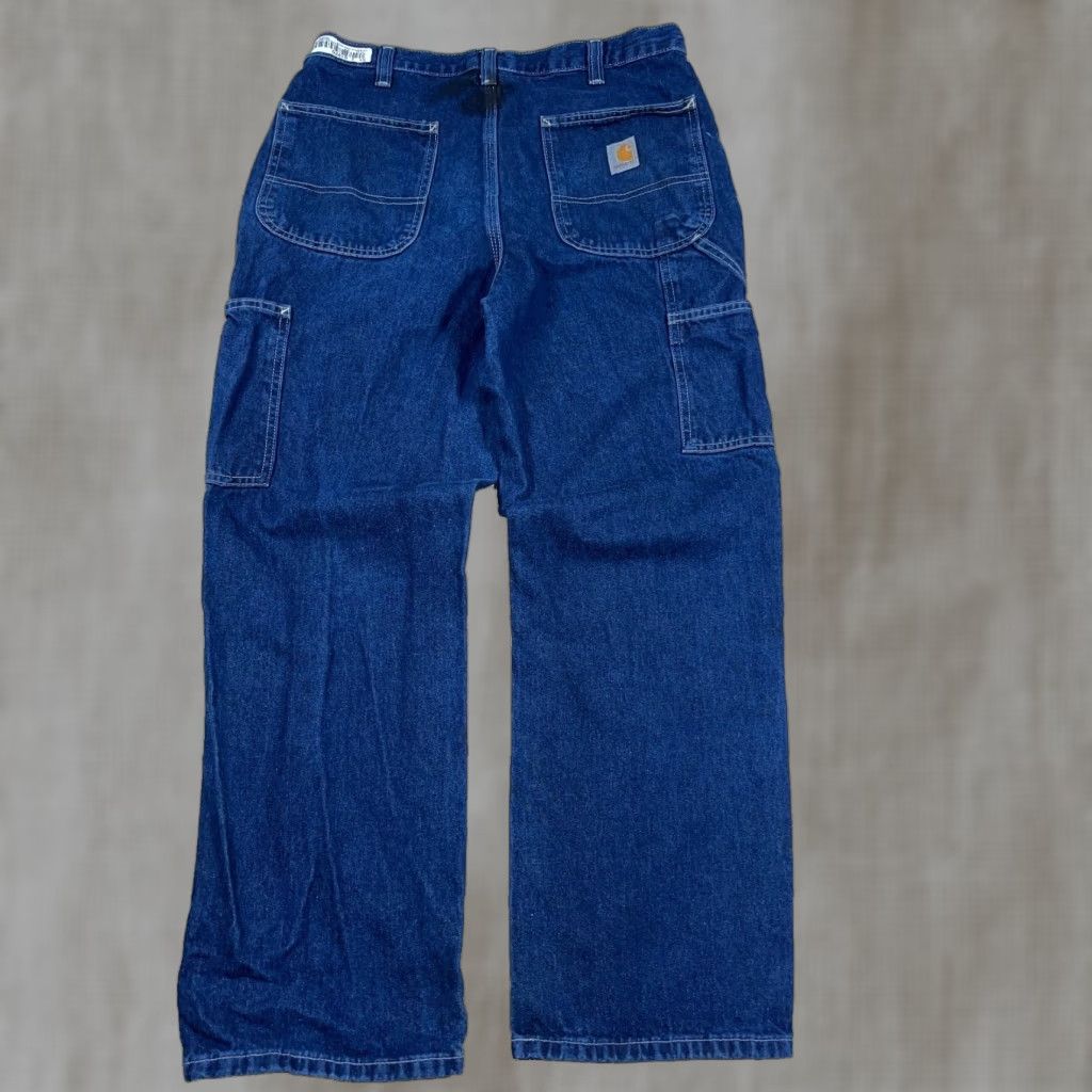 Carhartt VINTAGE Carhartt Jeans Men 32x30 Carpenter Dungaree Baggy VTG Y2K Distressed Stained Blue Denim Regular Modern Work American Classic Mens Size US 32 / EU 48 - 1 Thumbnail