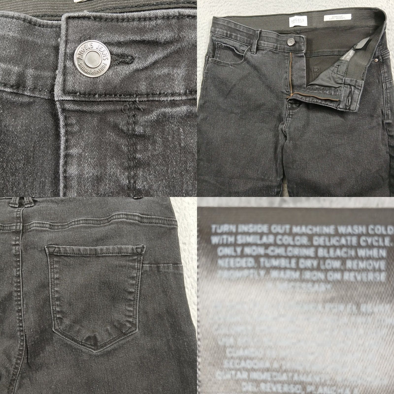 Vintage VINTAGE? No — Angels Forever Young 360 Sculpt Skinny Jeans Black 12/31 Women 31 High Rise Elastic Waist Pockets Shaping Stretch Denim EUC Size 24" / US 00 / IT 34 - 8 Thumbnail
