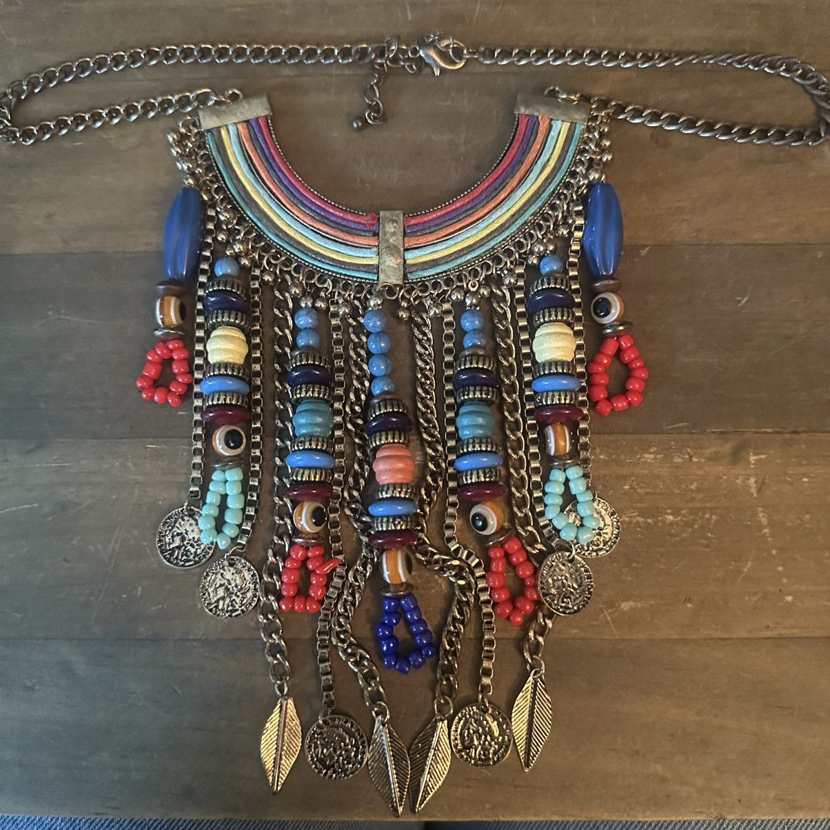 Aldo Aldo bohemian multi color bead fringe statement necklace Size ONE SIZE - 2 Thumbnail