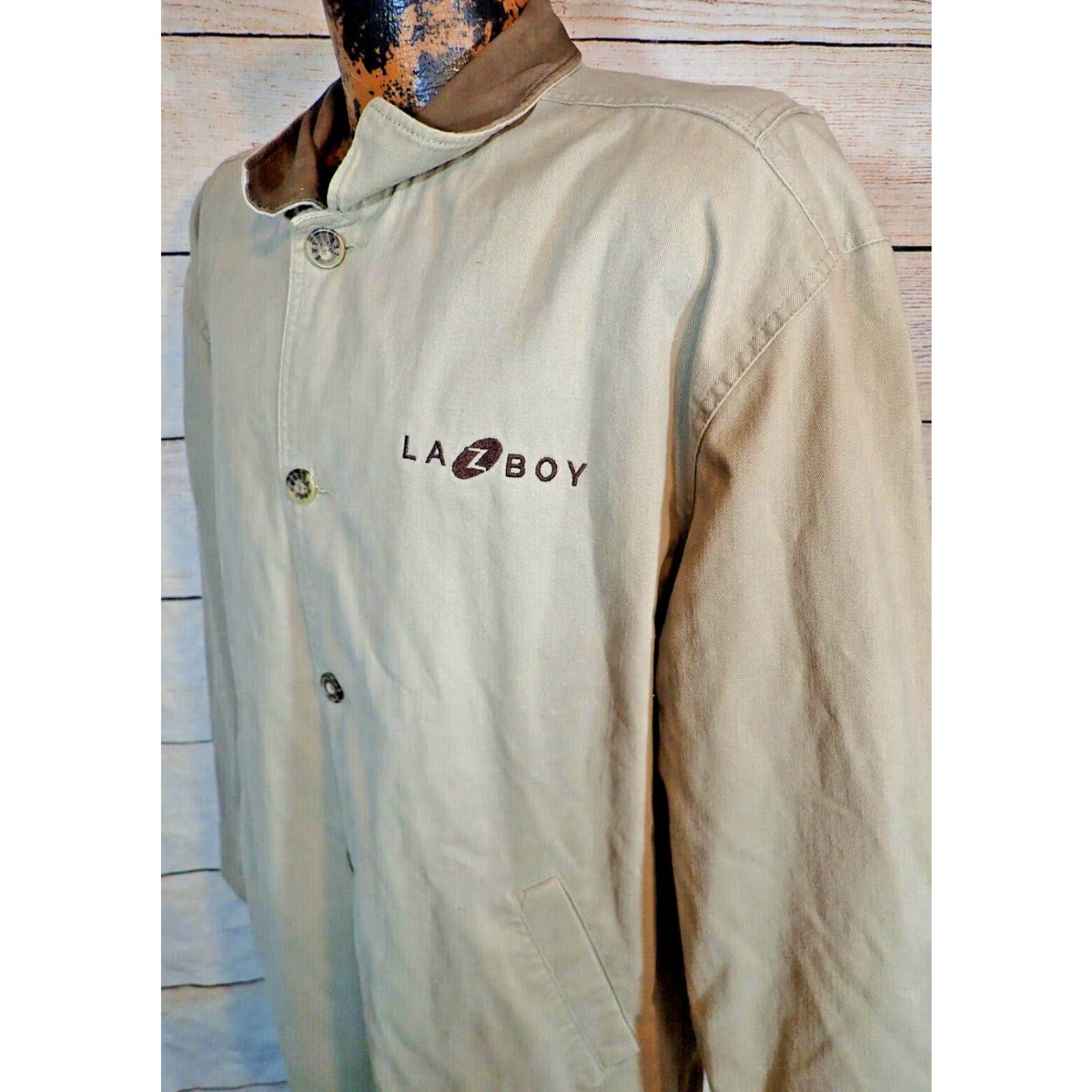 Lee VINTAGE Lee Men's Cotton Work Jacket Lined Coat sz M Beige Casual Outdoor Retro Leather Collar | Machine Washable | Fall Winter Spring Summer Size US M / EU 48-50 / 2 - 2 Thumbnail