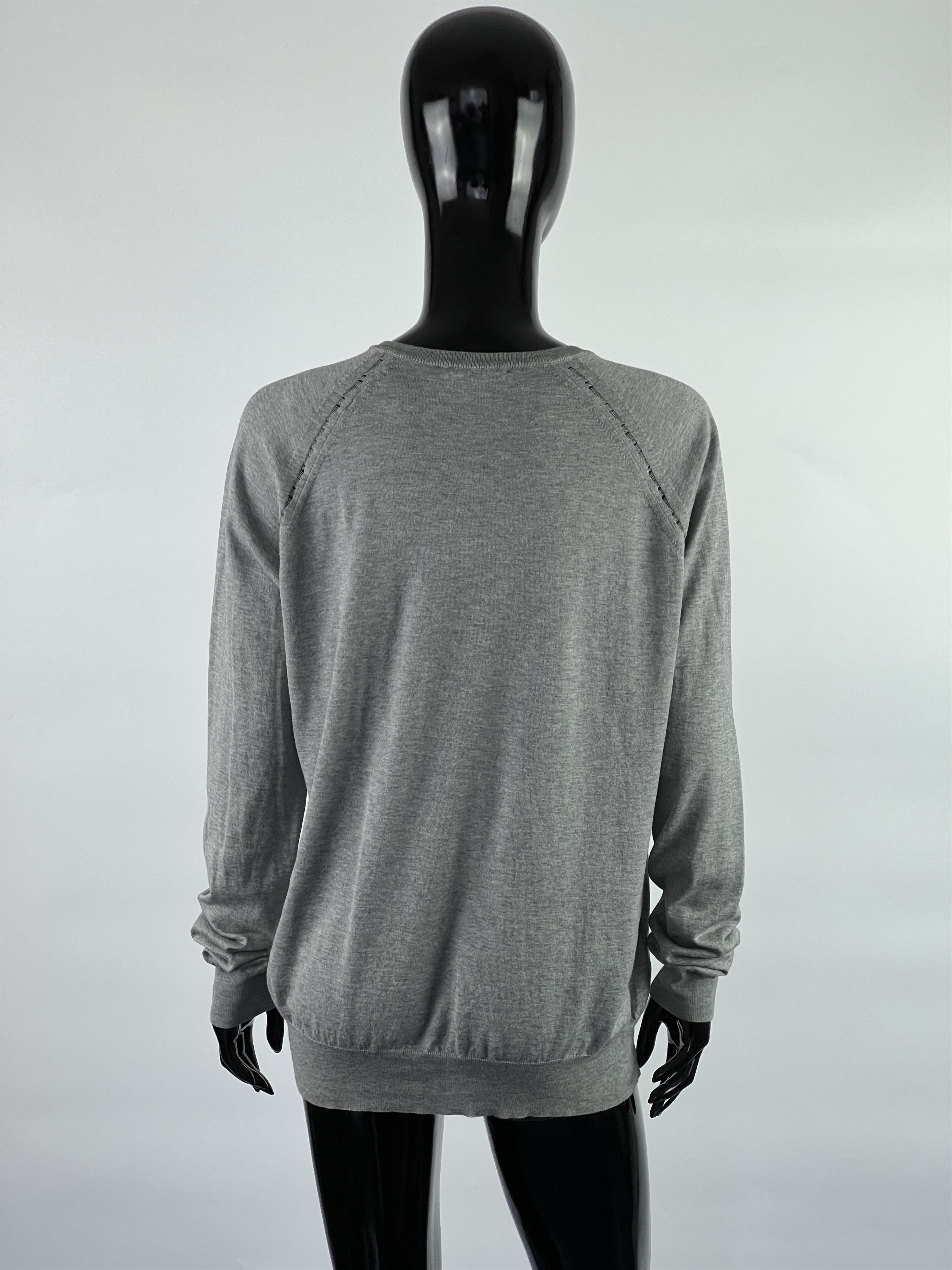 Trussardi Trussardi Women's Gray Cotton Cashmere V-Neck Sweater L Size L / US 10 / IT 46 - 2 Thumbnail