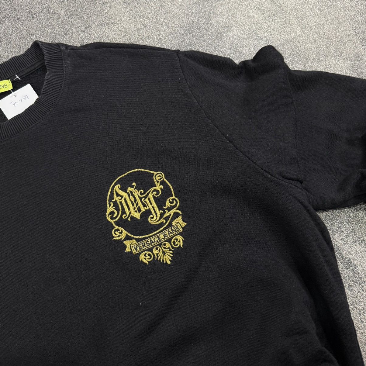 Versace VERSACE JEANS sweatshirt black logo embroidery gold Size US M / EU 48-50 / 2 - 4 Thumbnail