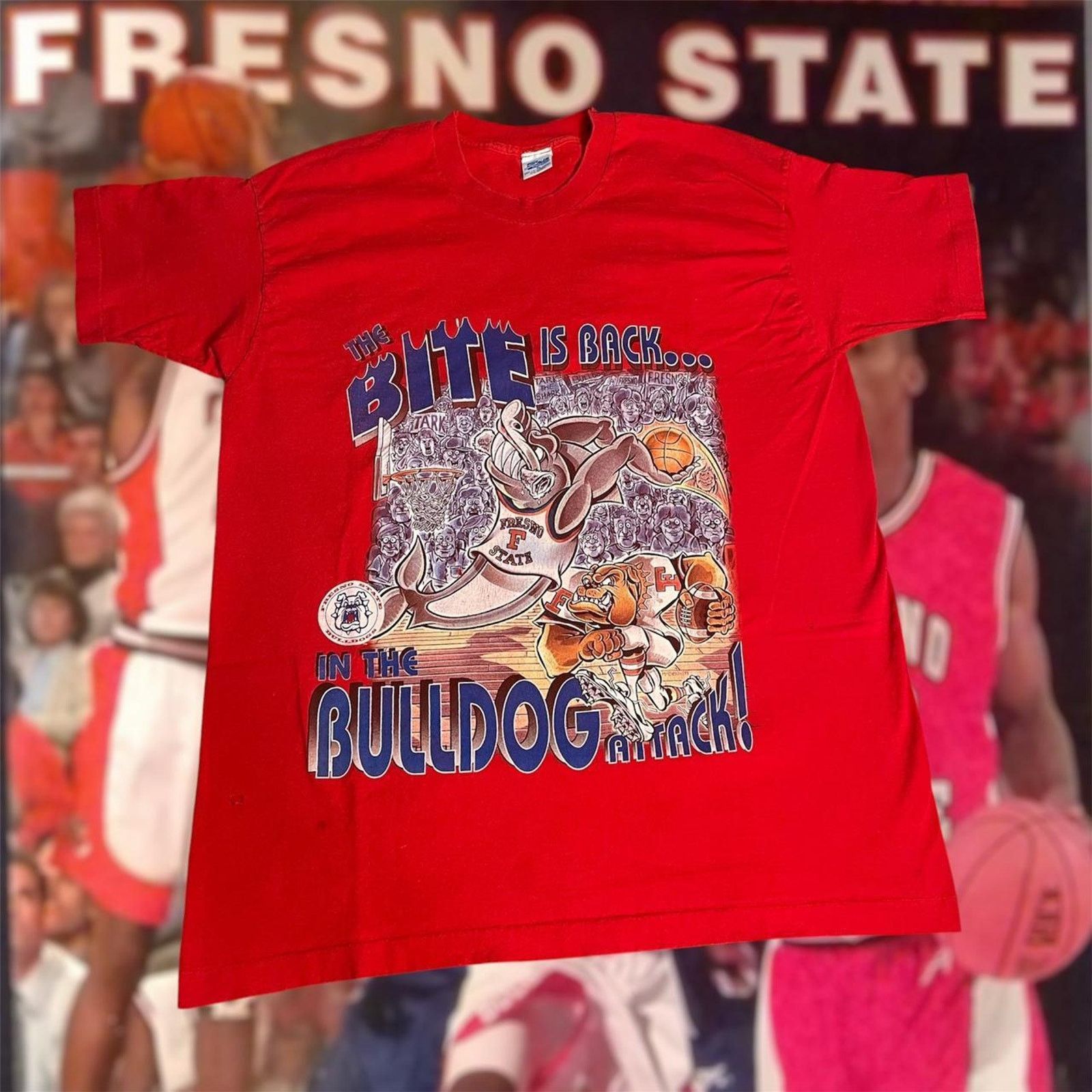 NCAA × Vintage Vintage 90s NCAA Fresno State Bulldogs Basketball Tee Size US XL / EU 56 / 4 - 1 Thumbnail