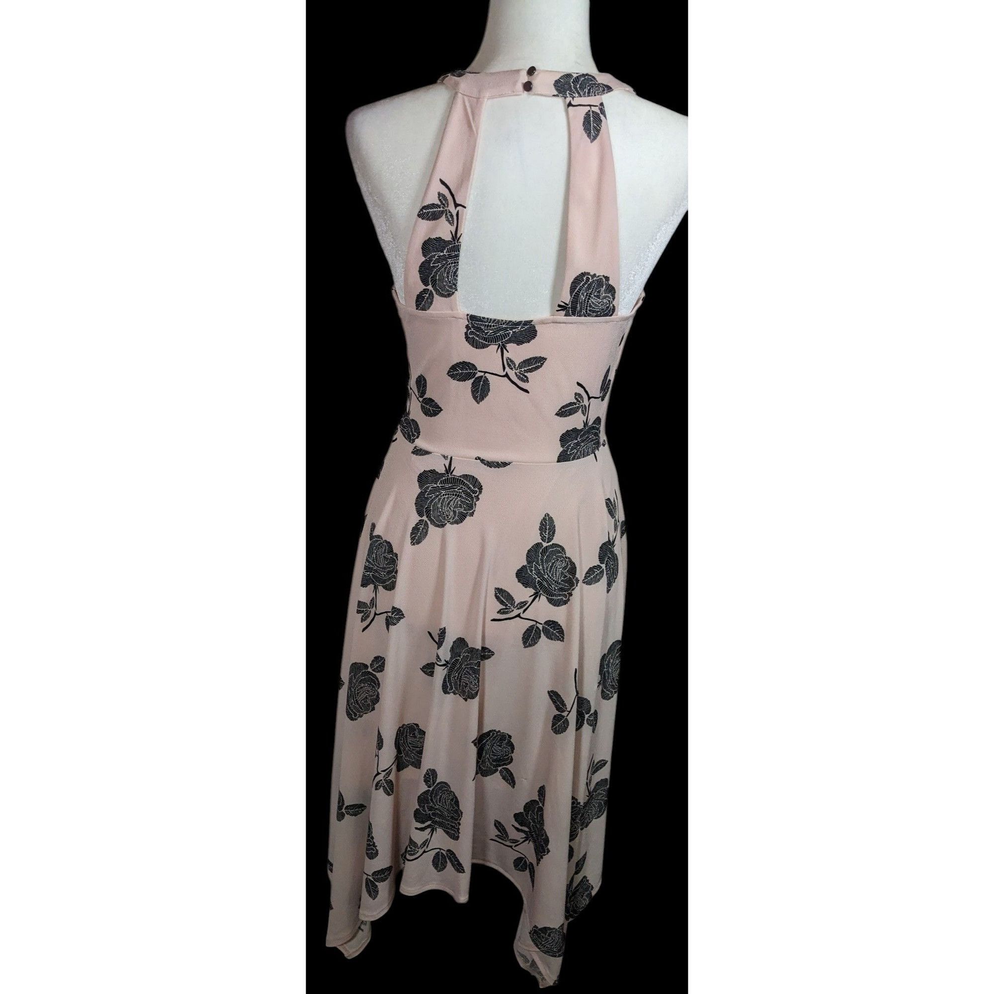 Other Candies Retro Pastel Pink And Black Floral Dress Size L / US 10 / IT 46 - 2 Thumbnail