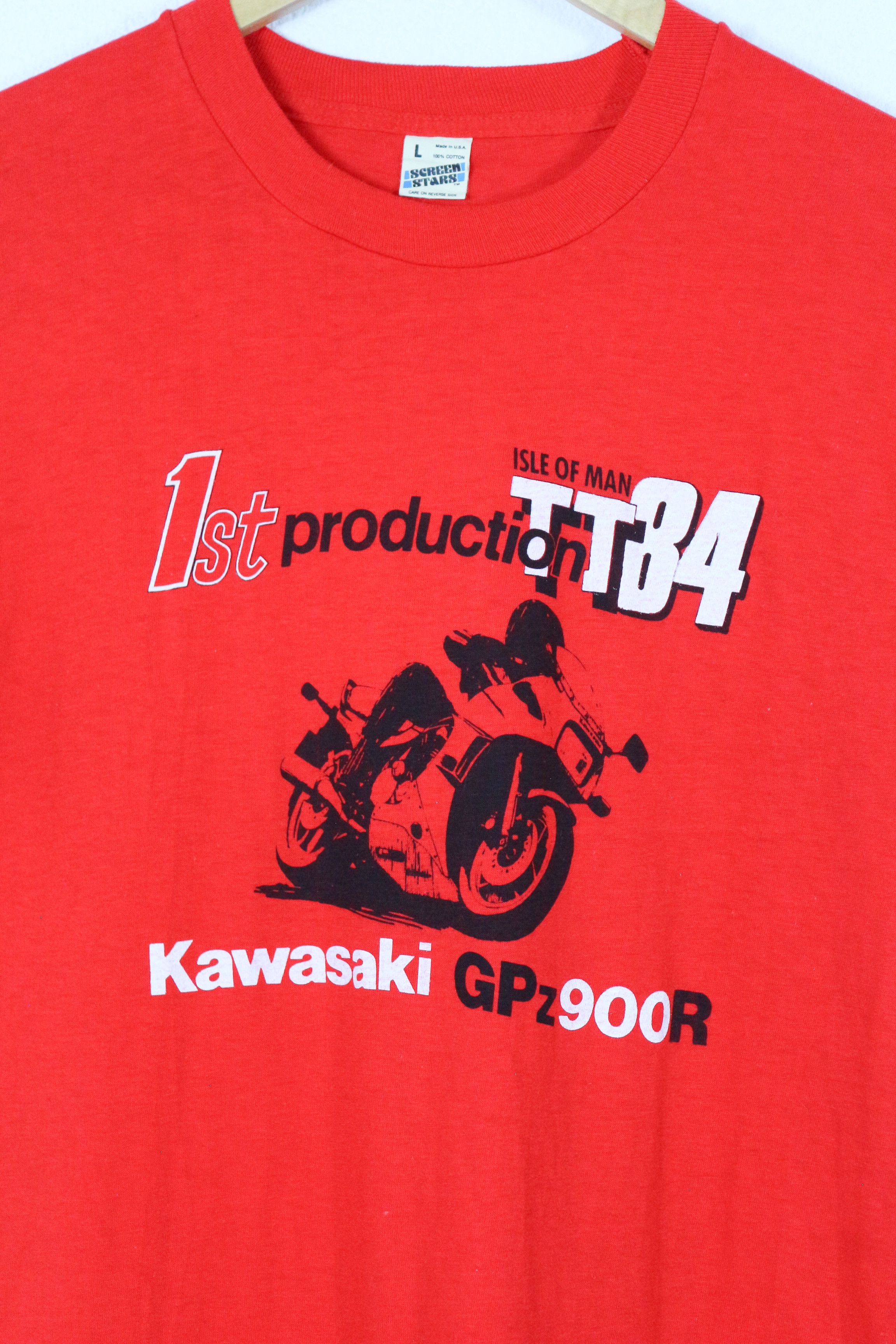Vintage Vintage Isle of Man 1ST 84 Kawasaki Racing Tee T-shirt USA Size L / US 10 / IT 46 - 2 Thumbnail