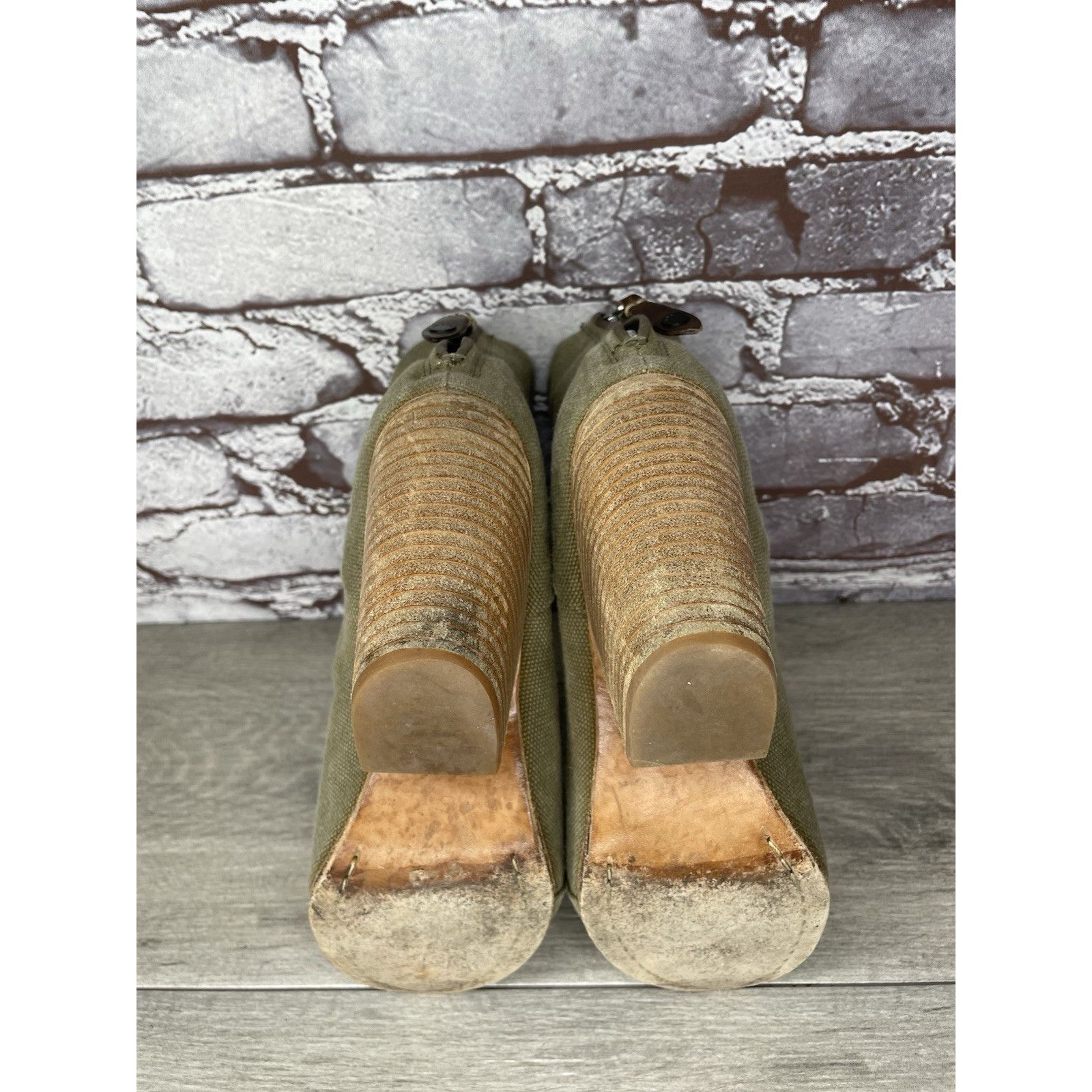 Rag & Bone Rag & Bone Newbury Green Canvas Back Zip Ankle Boots Booties Size US 7.5 / IT 37.5 - 9 Thumbnail