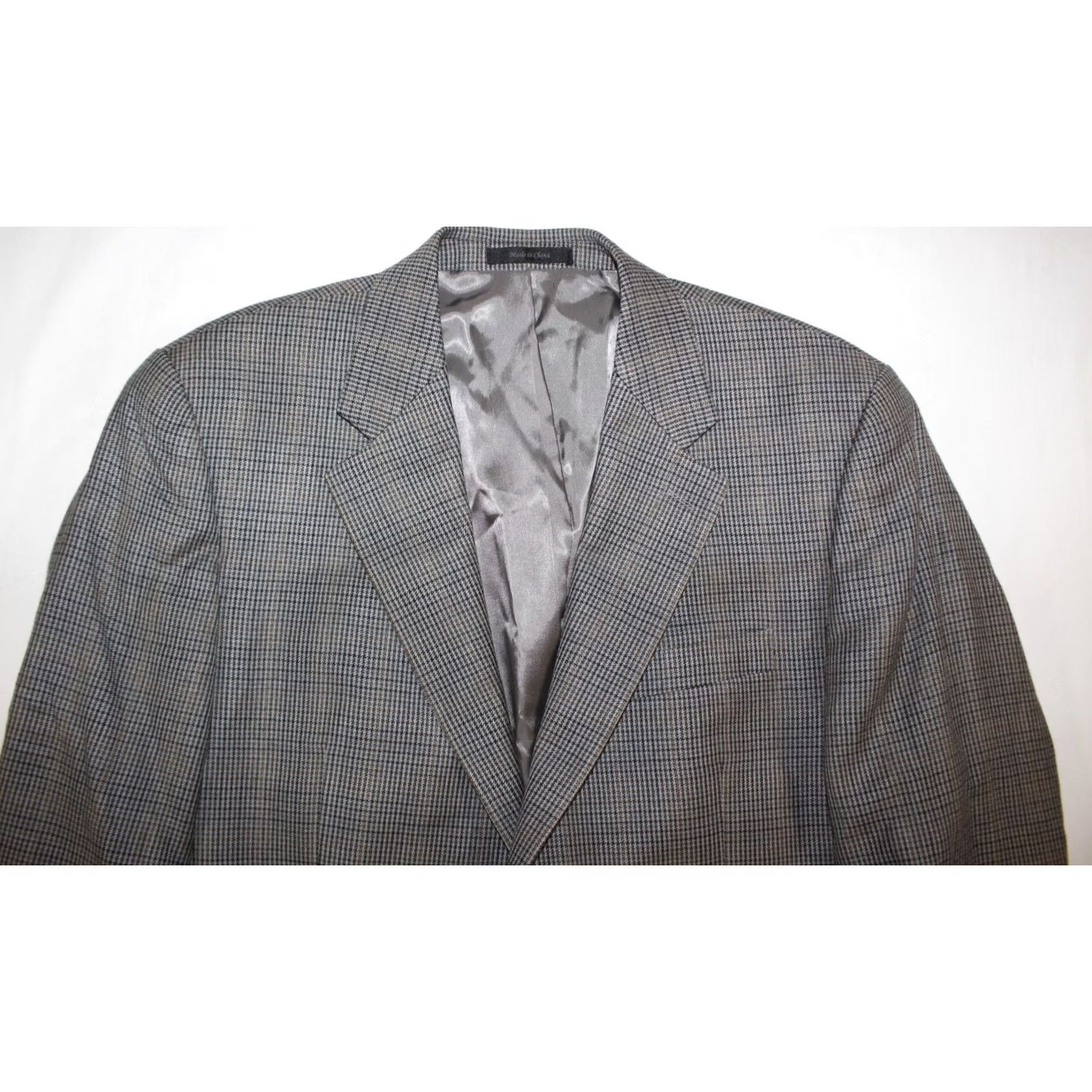 Chaps Chaps Ralph Lauren Blazer Mens 40 S Silk Wool Coat Jacket Houndstooth Plaid Gray Size 40R - 4 Thumbnail