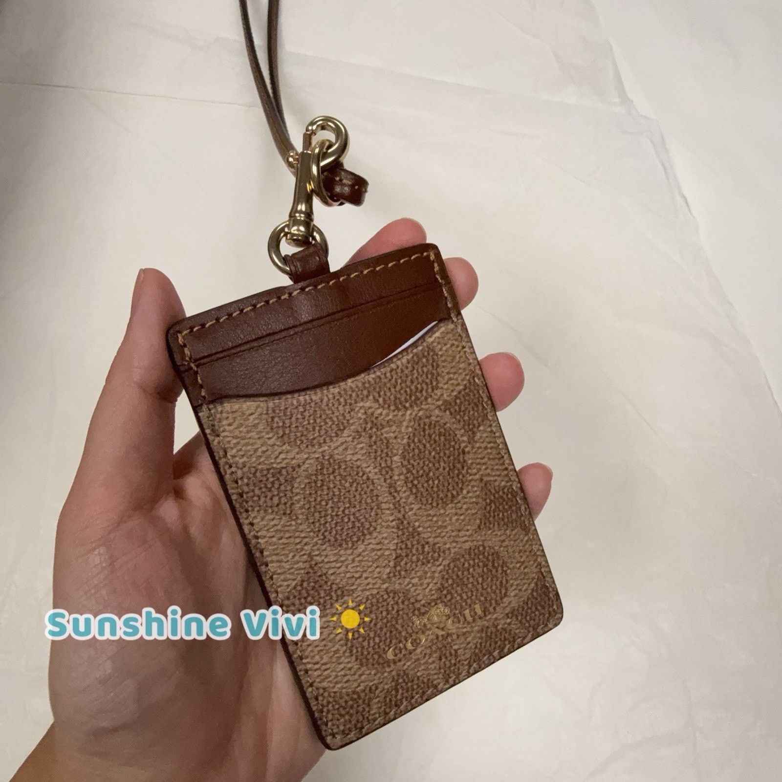 Coach NWT COACH ID Lanyard Signature Leather Tan/Brown CZ285 Size ONE SIZE - 5 Thumbnail