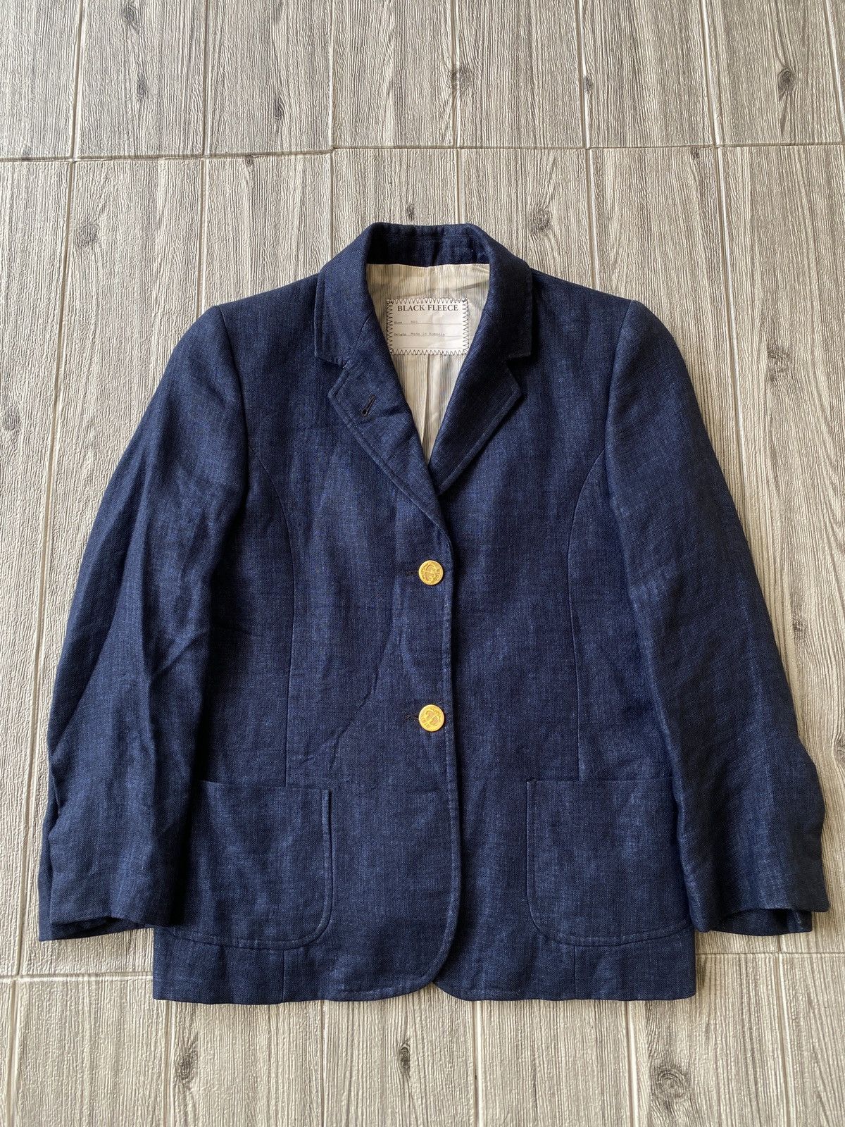 image of Black Fleece Linen Indigo Blazer, Women's (Size XS)
