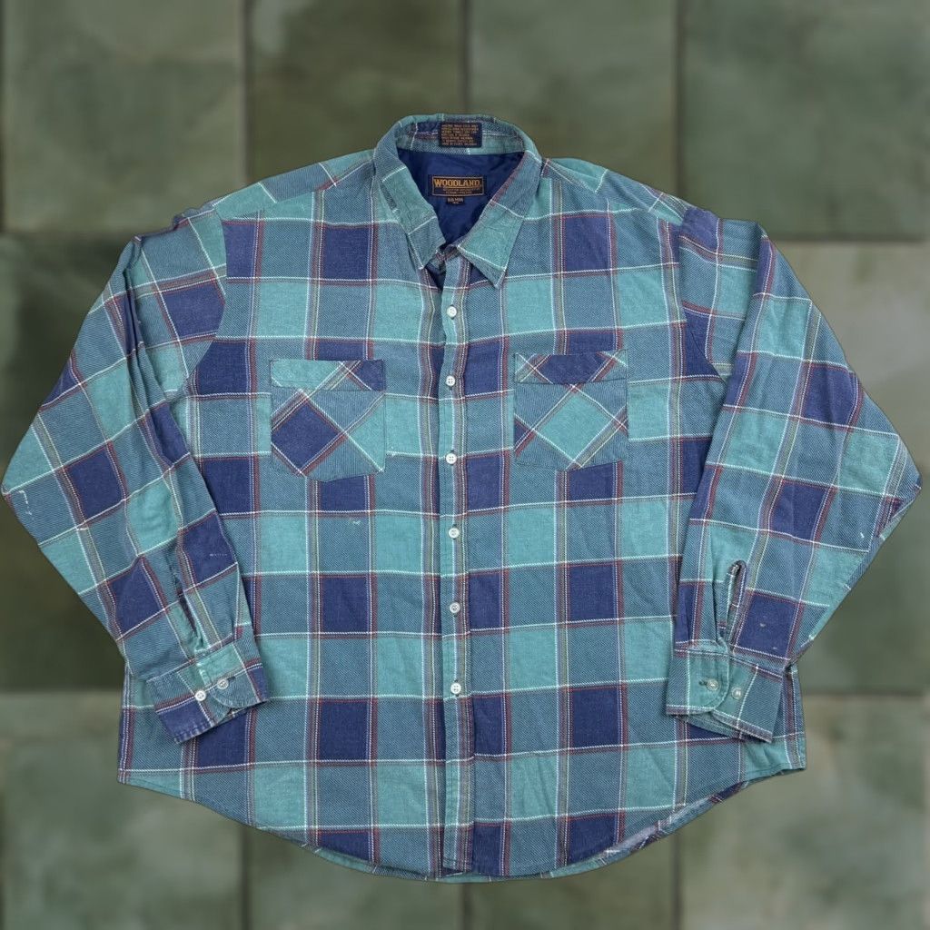 Vintage VINTAGE Woodland Flannel Shirt Adult 2XL Blue Plaid 90s Grunge Workwear Mens Size US XXL / EU 58 / 5 - 1 Thumbnail