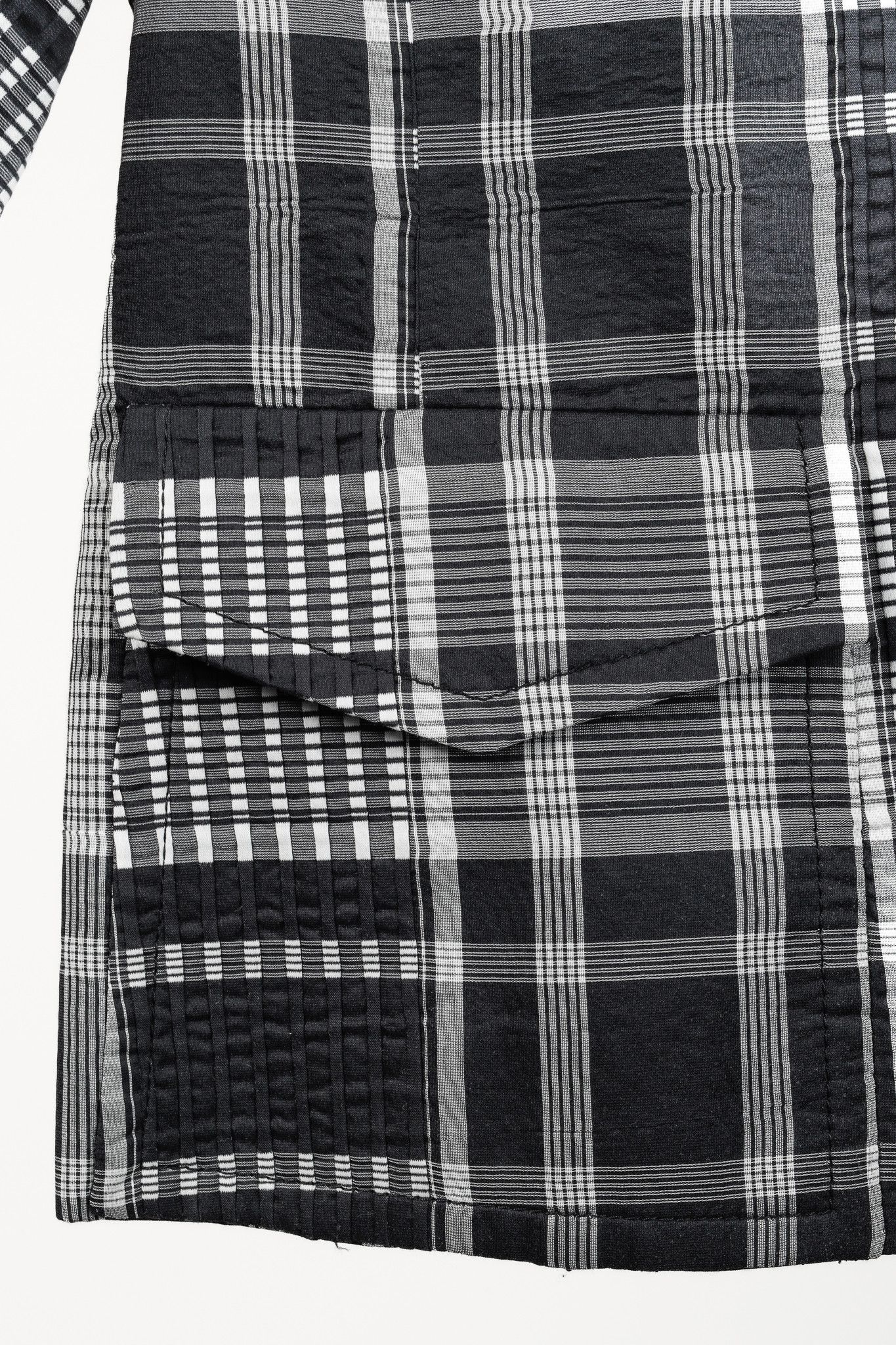 Akris Akris Punto Black & White Cotton Plaid Pintuck Blazer Size L / US 10 / IT 46 - 7 Thumbnail