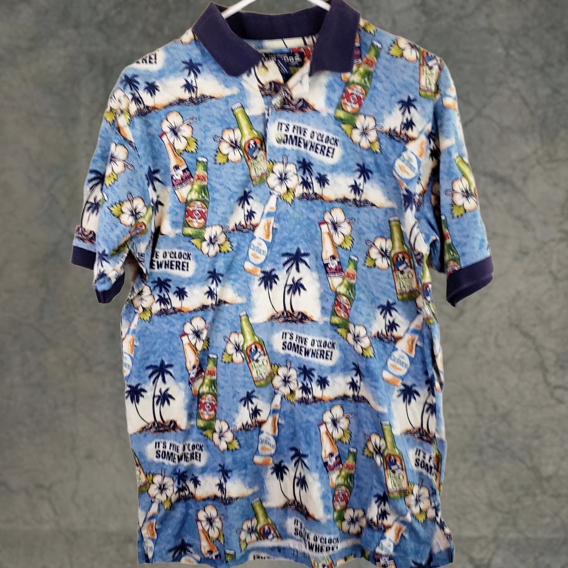 Big Dogs Big Dogs Polo Shirt Men's M Blue Cotton Beer All Over Print 5 O'clock Somewhere Tank Tailgating Beach Party Golf Shirts Mens Size US M / EU 48-50 / 2 - 1 Thumbnail