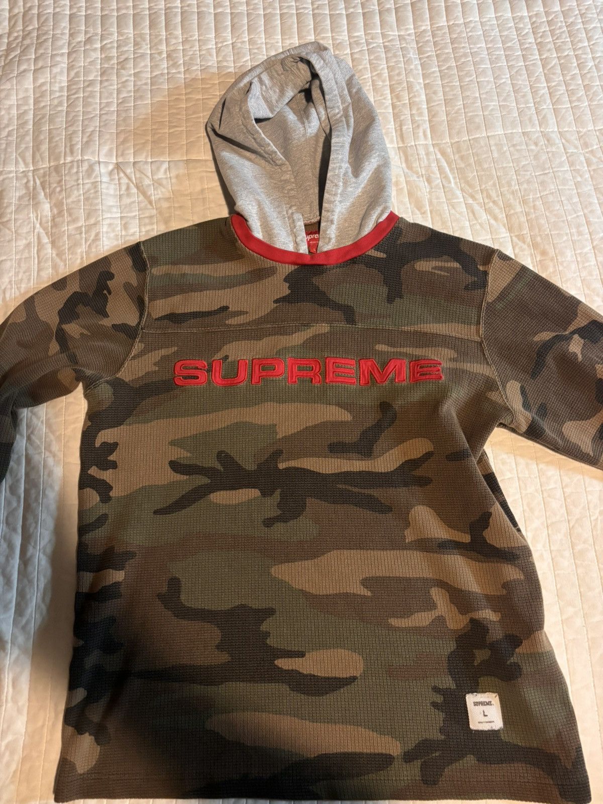 Supreme Hooded Waffle Ringer Woodland Camo FW17