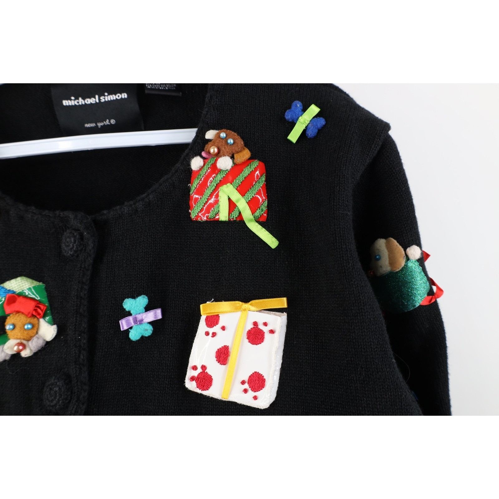 Vintage Vintage Y2K Michael Simon Christmas Dog Cardigan Sweater Size L / US 10 / IT 46 - 14 Thumbnail
