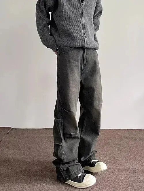 Japanese Brand Retro pleated silhouette straight-leg bootcut jeans Size US 32 / EU 48 - 6 Thumbnail