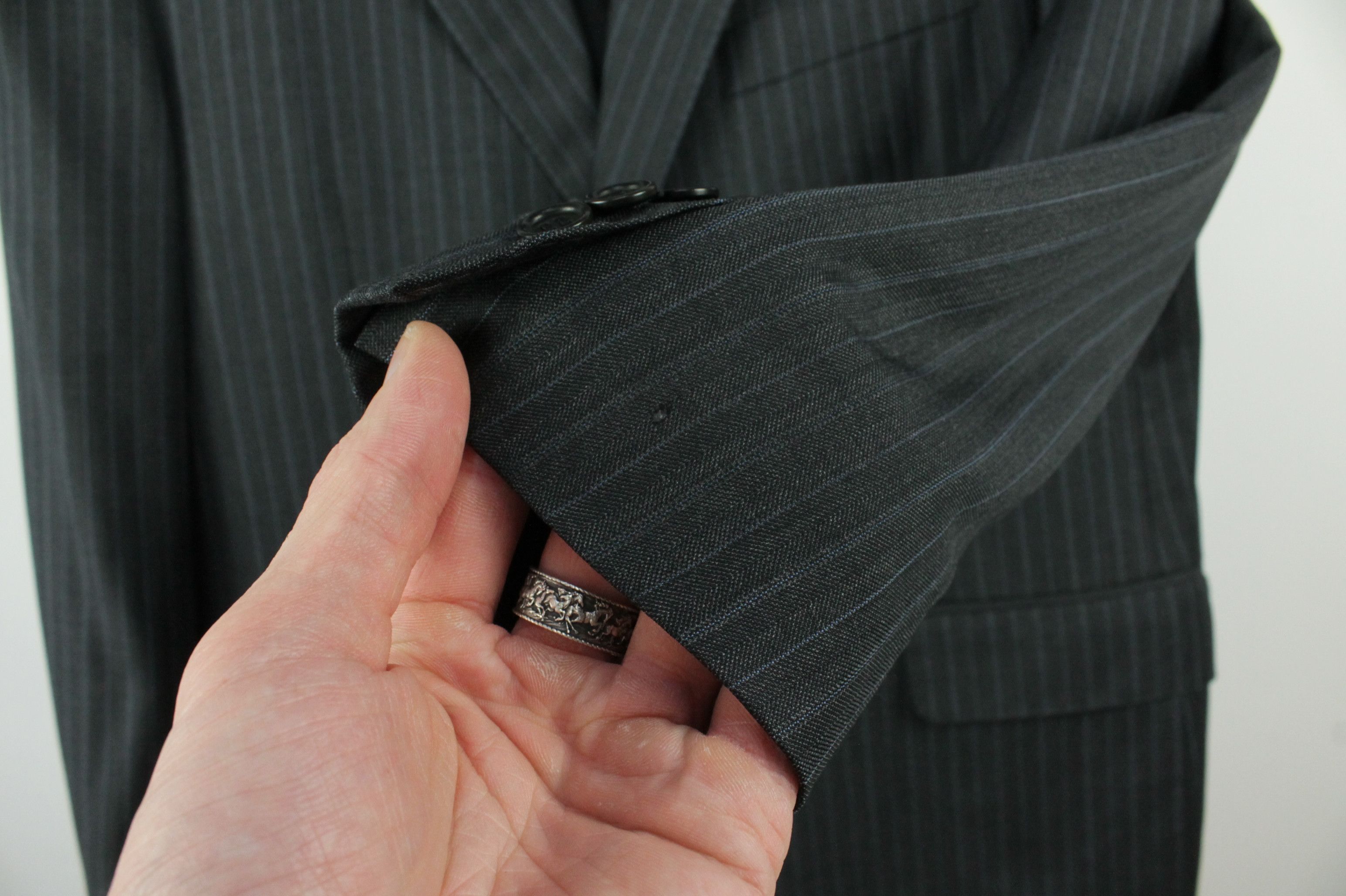 Canali Canali Gray Wool Striped Blazer Jacket Men's Size US M / EU 48-50 / 2 - 5 Thumbnail
