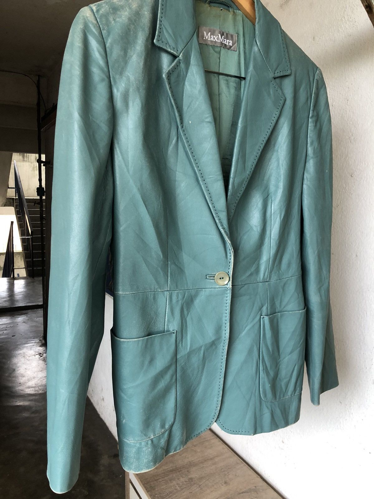 Vintage Vintage Max Mara Distressed Leather Blazer Jacket Size M / US 6-8 / IT 42-44 - 7 Thumbnail