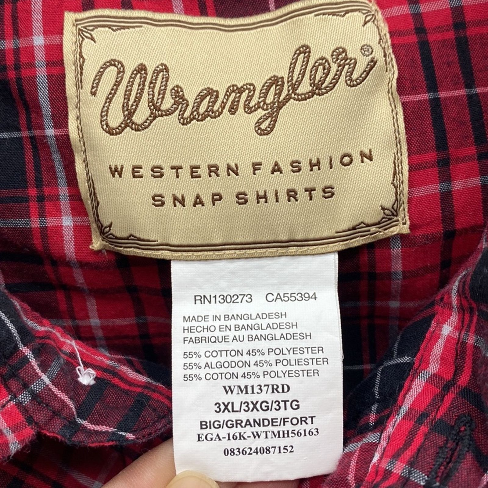 Wrangler Wrangler red plaid snap buttons western button down sz 3XL Size US XXL / EU 58 / 5 - 3 Thumbnail
