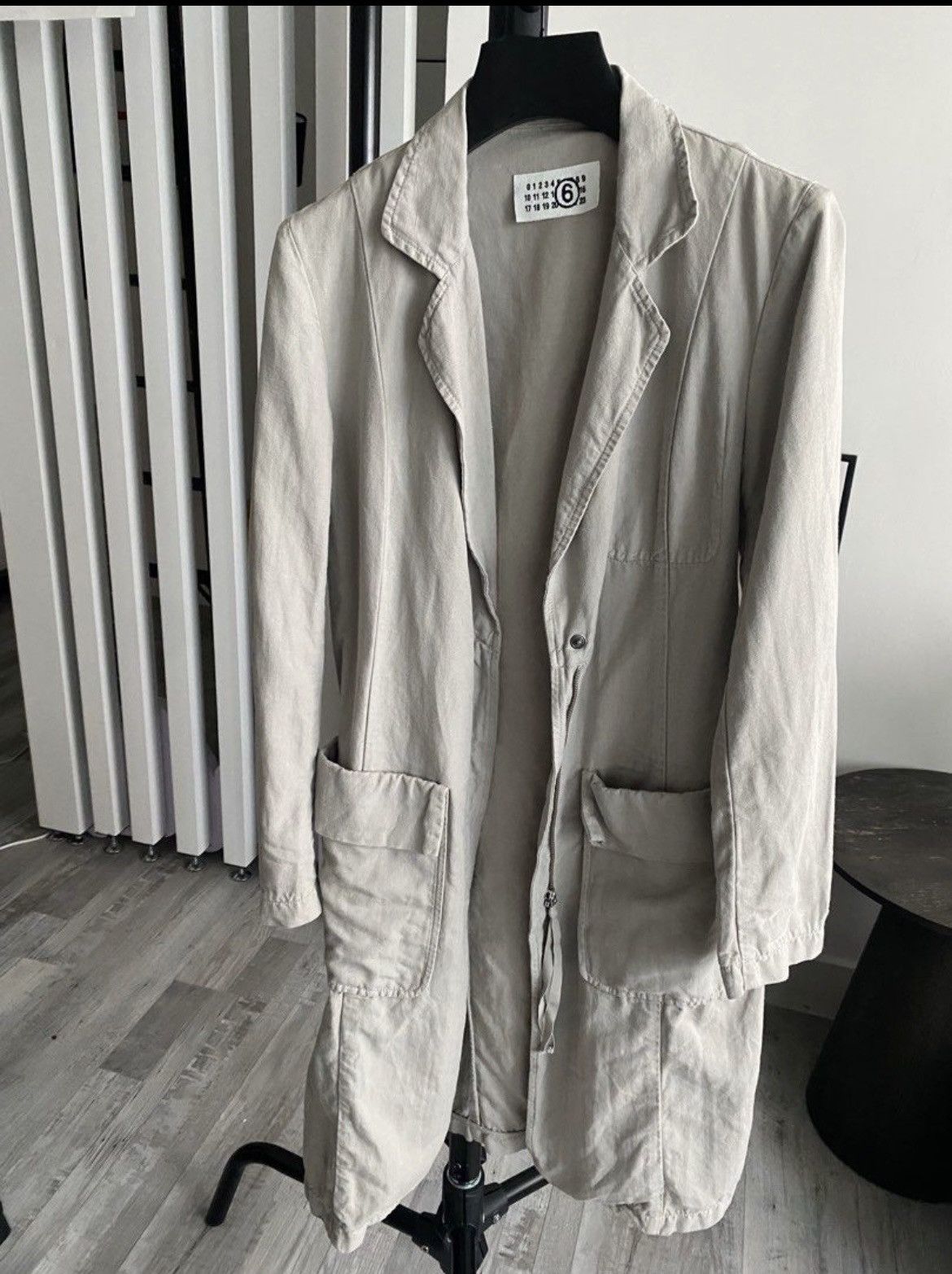 image of Maison Margiela Margiela Vintage Cream Light Coat in Grey, Men's (Size Small)