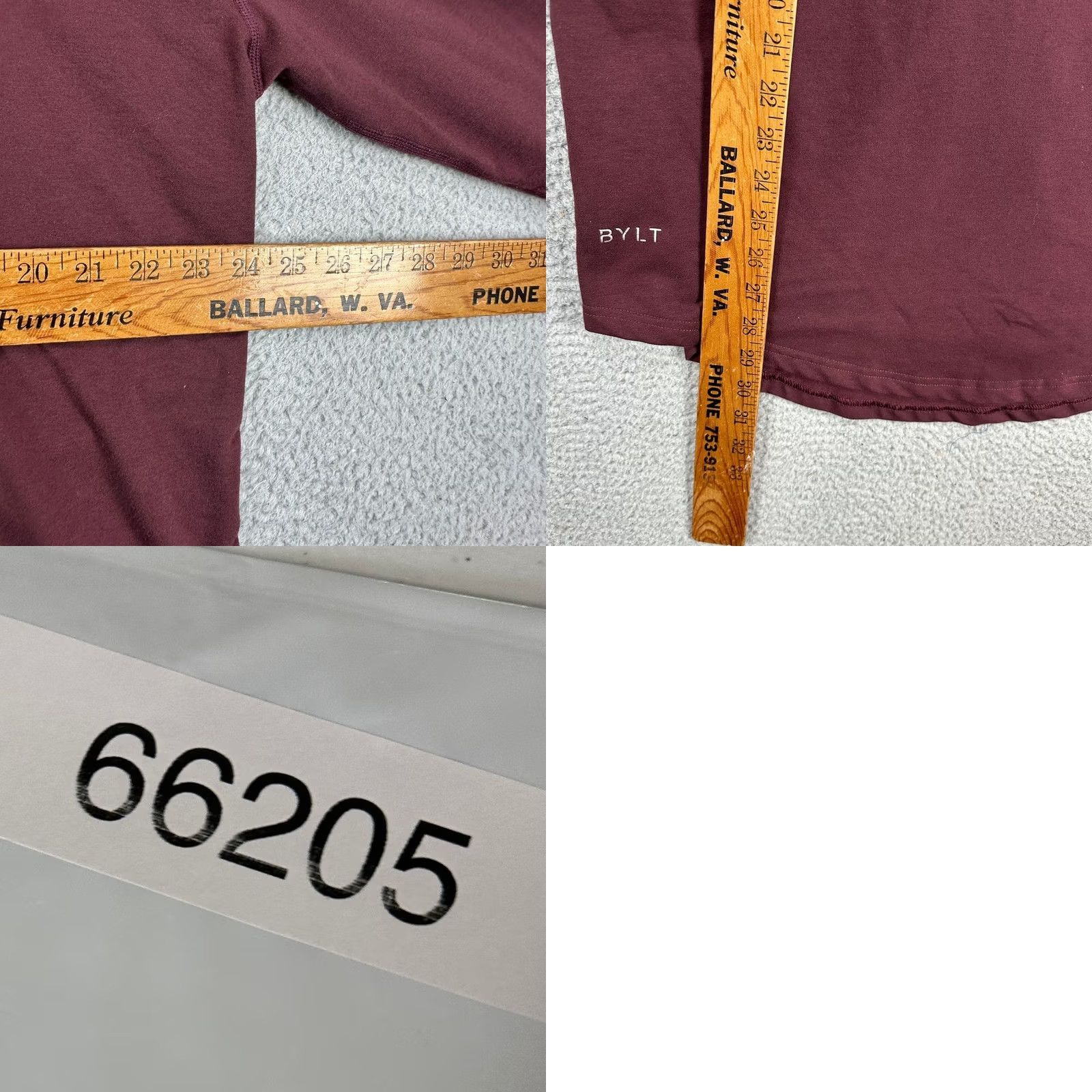 Vintage Bylt Drop Cut T-Shirt Mens 2XL Long Sleeve Crew Neck Maroon Red Solid Breathable Polyester Shirt Size US XXL / EU 58 / 5 - 8 Thumbnail