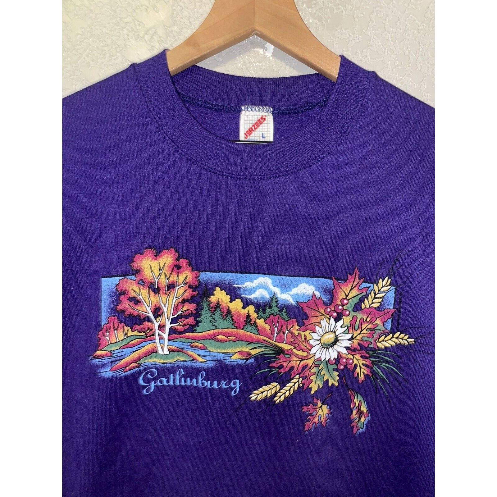 Jerzees Vintage Gatlinburg Crewneck Fall Autumn Leaves Trees VTG 90s Size US L / EU 52-54 / 3 - 6 Thumbnail