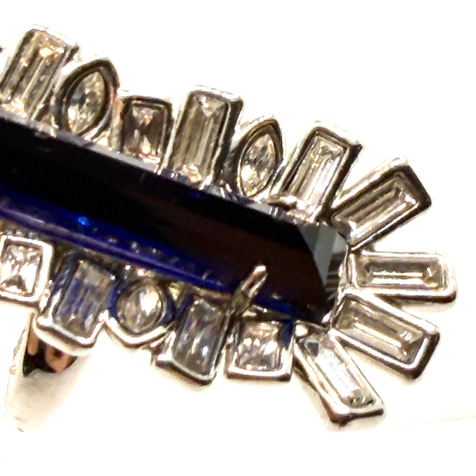 Alexis Bittar Miss Havisham Crystal Matrix Silver Tone Blue Baguette Ring Size ONE SIZE - 3 Thumbnail