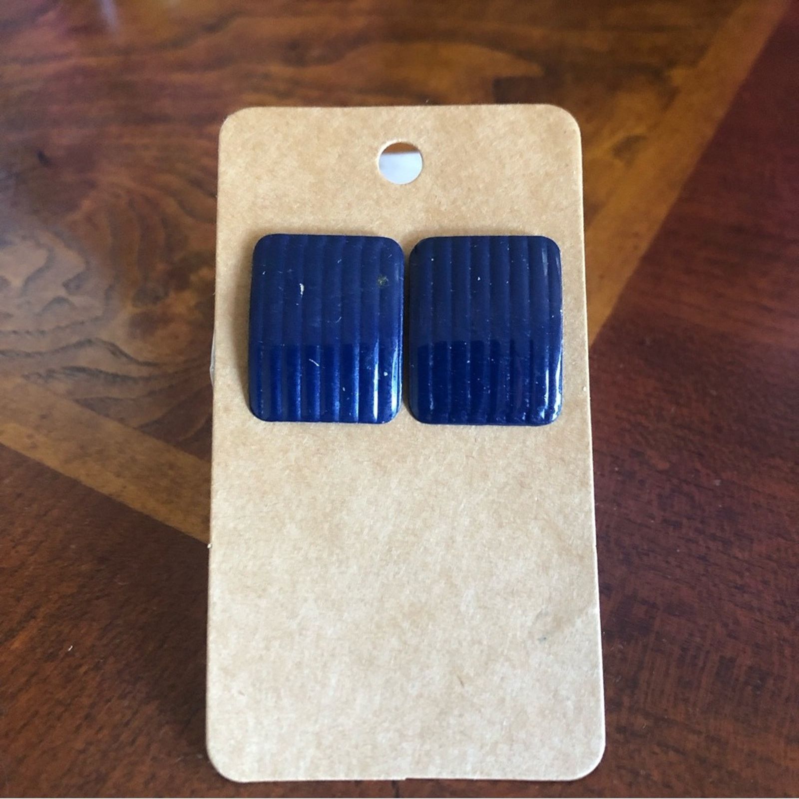 Vintage Vintage 80s navy blue painted lightweight metal earrings Size ONE SIZE - 5 Thumbnail