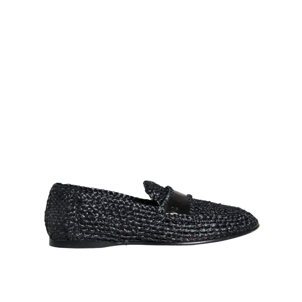 Dolce & Gabbana Dolce & Gabbana Black Woven Raffia Slip On Loafers Men Shoes Size US 7 / EU 40 - 7 Thumbnail