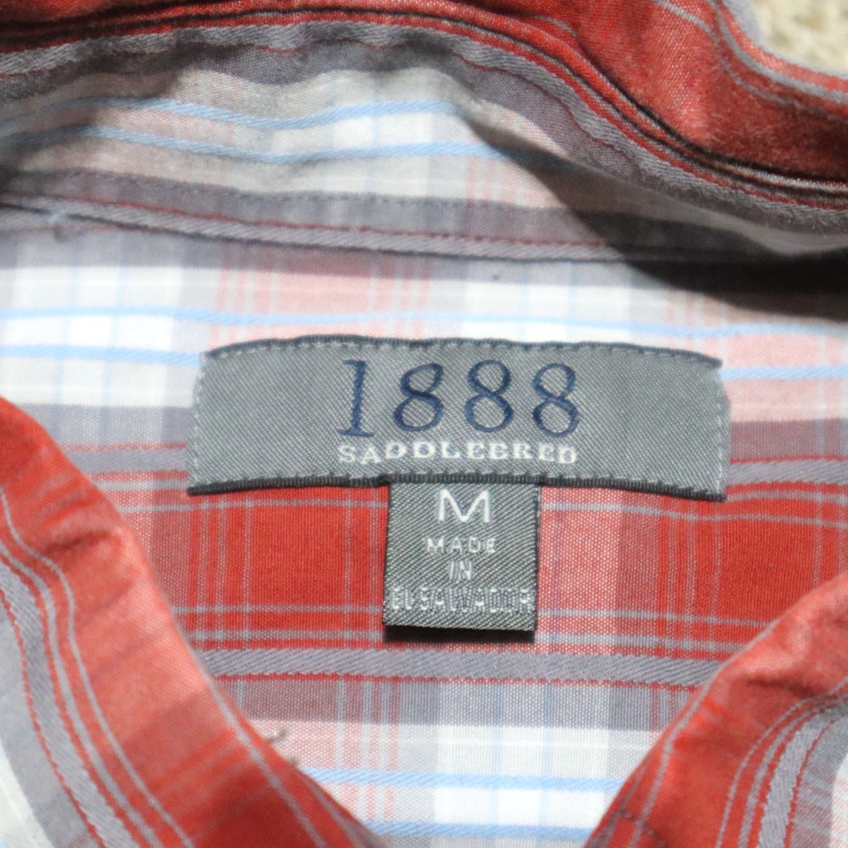 Vintage Saddlebred Shirt Button-Up Long Sleeve Adults M Red Plaid 1888 American Style Classic Fit with Pockets Men Size US M / EU 48-50 / 2 - 3 Thumbnail
